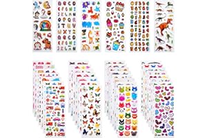 Habett Adesivi per Bambini, 920+ Stickers 3D per Puffy Adesivi per Regali Gratificanti Scrapbooking Inclusi Camion, Unicorno, Animali, Pesci, Dinosauri, Numeri, Frutta e Altro (36 Fogli)