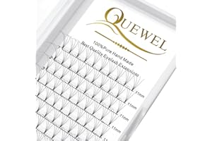 QUEWEL Extension Ciglia Ciuffetti, 4D 0.07 Spessore C Curl 11mm Volume Russo Premade Fans Professionale Eyelash Extensions Extension Ciglia di Seta(4D-0.07C-11)