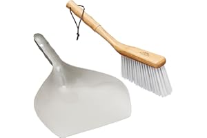 ‎KITCHENCRAFT KitchenCraft Kehrschaufel und Bürste, Kehrschaufel aus Metall und Holzbürste, Living Nostalgia Design Kollektion, Grau, 21.5L x 7.5W x 35H cm, 1 Stück