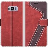 MOBESV Handyhülle für Samsung Galaxy S8 Hülle Leder, Samsung Galaxy S8 Klapphülle Handytasche Case für Samsung Galaxy S8 Handy Hüllen, Modisch Rot