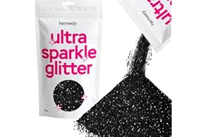 Hemway | Ultra brillo de la chispa FINA 1/64" 0,15" 0.4mm 375 micras [100 g, Negro]
