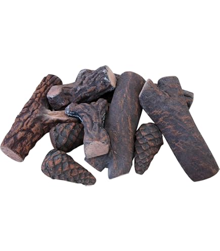 Set 9 Pezzi Legna Decorativa In Ceramica Effetto Legno - Per Camini A Bioetanolo O Gas, Resistente Al Calore