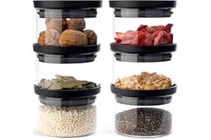 KIVY Małe słoiki na zapasy z przezroczystymi szklanymi pokrywkami [6 x 350 ml], hermetyczne słoiki na przyprawy, możliwość układania w stos, szklane pojemniki na przyprawy, szuflady, pojemniki na