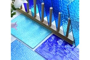 CHICSHIS 10-Pack Blue Textured Transparent Stained Glass Sheets – 4x6 Inch Art Glass for DIY Mosaic Crafts, Colored Cathedral Mosaic Tile Pieces for Beginners and Artists, Home Decor