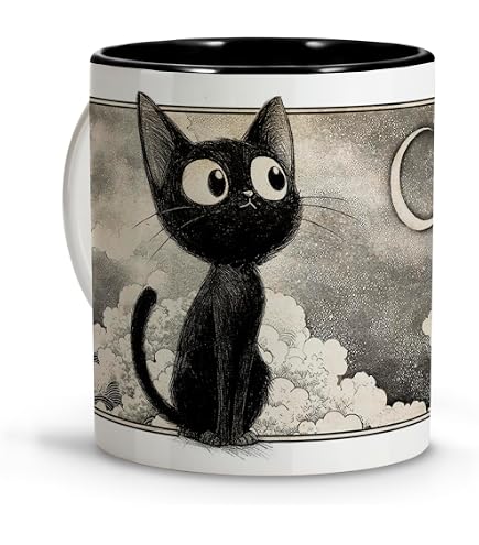 Tazza Da Caffè Con Gatto Nero E Frase Divertente "That's What I Do..." - 350ml, Ceramica Di Qualità, Regalo Per Amanti Del Caffè