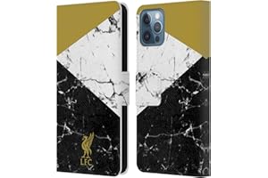 Head Case Designs Officially Licensed Liverpool Football Club Gold Liver Bird Marble Leather Book Wallet Case Cover Compatible With Apple iPhone 12 / iPhone 12 Pro