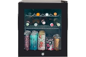 Kuhla Mini Fridge 46L/38 Can Lockable Drinks Fridge Black Table Top with Lock & Key KBC1B