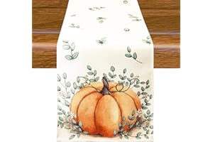 Aitsite Runner Da Tavola Autunnale, Autunno Decorazioni, Zucca Autumn Decor, Decorazione Runner Autunnale, Decorazione Per Esterni, Decorazioni Autunnali casa 40 X 180cm (Eucalyptus Pumpkin)