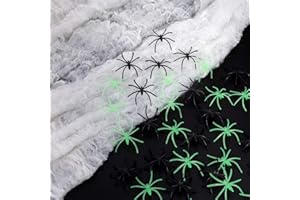 HOTSAN Halloween Dekoration Spinnennetz Deko - 1000 Quadratmeter große Spinnennetze +100 schwarze Spinnen +50 Spinnen, Spinnennetz im Innenbereich mit gefälschten Spinnen für Halloween-Partydekorationen