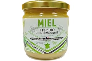 Miel Bio de Normandie (500g), Délicieusement crémeux et récolté à froid | origine France | certifié BIOLOGIQUE | Naturel | Non chauffé | Non Pasteurisé | La Mare aux Abeilles.