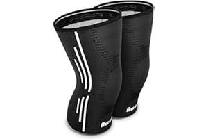 Awenia Genouillère Crossfit Ligamentaire,Genou Bandage Sport de Compression Élastique Mixte,pour Basketball,Volley Ball,Course,Foot-Ball,Gymnase,récupération de blessure & Douleur (L, Noir)