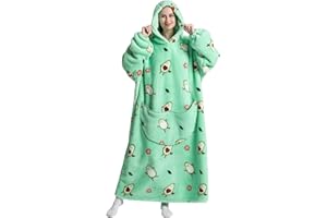 ‎SACEBELEU Sacebeleu Cuddly Blanket with Sleeves, Oversized Blanket Hoodie Sweatshirt, Fluffy Sherpa TV Blanket, Super Long Hooded Pullover, Cuddly Blanket with Kangaroo Pocket, Flannel Fleece Blanket, Full Body