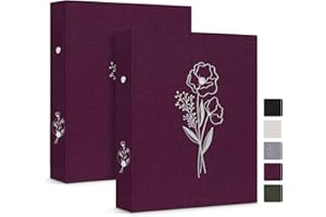 Lanpn Aesthetic A5 2 Ring Binder 2 Packs, Linen Hardcover Small Round Rings Photocard Folder Holder Planner Fits A5 Paper for Office School Journaling Collections (Purple)