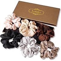 (6 Stück) Lolalet Haargummis Seide Scrunchies Satin für Damen, Haargummi Weich Elastisch Silk Skrunschis Groß für Damen Fraue