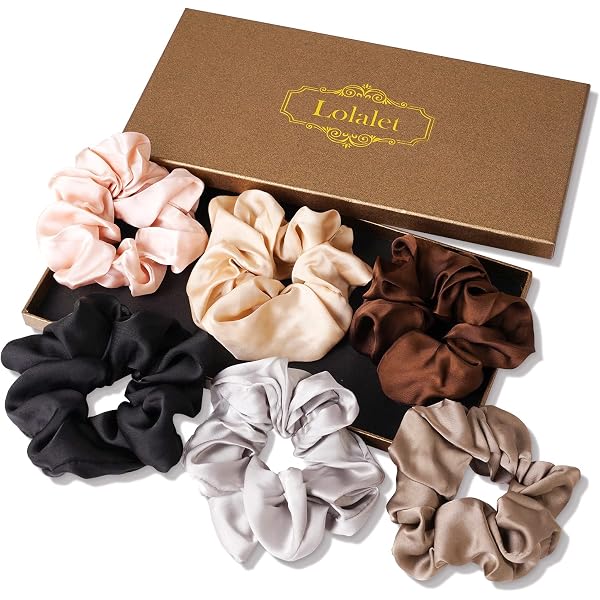5 Satin Scrunchies – Haarschonende Haargummis Aus Seidensatin, 5 Farben, Für Weniger Haarbruch Und Frizz