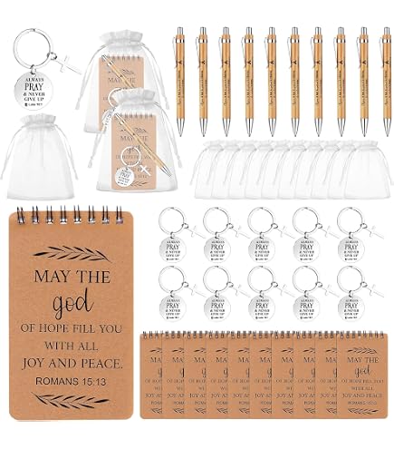 Set Regalo Cristiano 72 Pezzi: Penne A Sfera Con Versetti Della Bibbia E Quaderni Con Citazioni Religiose, Confezione Assortita Per Chiesa, Ufficio, Scuole E Regali Di Apprezzamento