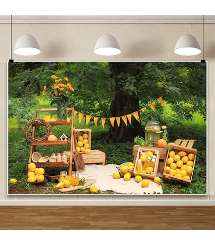 Toile De Fond Photo 2.1x1.5 M - Motif Fleurs De Citron Bleu Sur Porcelaine - Pour Anniversaire, Studio, Décoration
