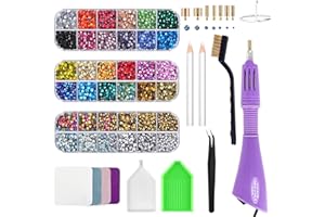 EPESL Bedazzler Kit con Strass, Applicatore di Gemme Fisse Caldo Penna Pittura a Diamante, Penna Cera, Pinzette, Vassoio, Panno Per La Pulizia, 28 Colori Strass Cristalli per Scarpe Fai Da Te Vestiti