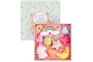 Escential Unicorn Bath Bombs, 9 Organic Vegan Bath Fizzers, Moisturising Essential Oils & Natural Scents, Birthday Gift Set for Her, Women, Girls, Kids