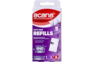 Acana Moth Trap Refills, Pack of 2 Pads - Ideal for Protecting Clothes, Carpets & Wardrobes - Home & Surfaces - Traps Moths, Pheromone Technology - Harsh Chemical Free - Refillable