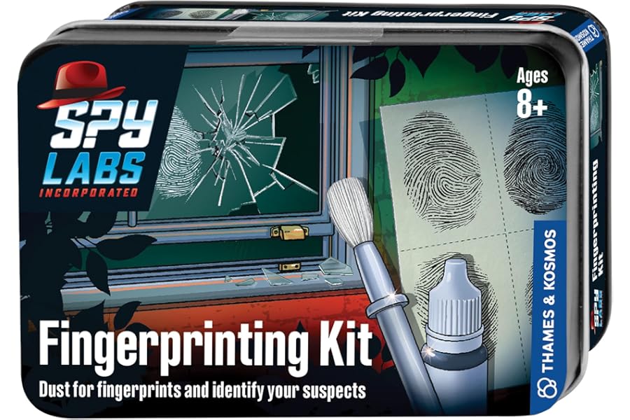Thames & Kosmos Spy Labs Fingerprinting Kit, Detective Toy for Dusting and Collecting Fingerprints, Toys to Develop Observational Skills, Age 8+, Black
