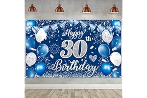 MOORLE 30. Geburtstag Banner Blau, Geburtstagsbanner 30, 30. Geburtstag Männer, 30 Geburtstag Hintergrund Banner, 30 Jahre Geburtstagsbanner für 30 Party Deko Männer Frauen