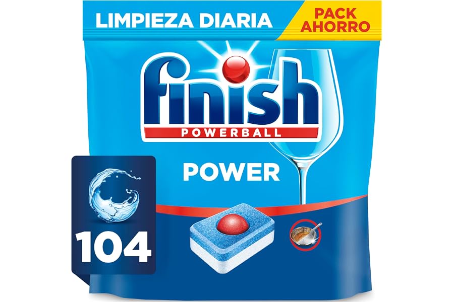 Finish Powerball Power All in 1 Pastillas para el lavavajillas todo en 1 - Pack ahorro 104 pastillas