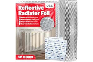 DSL PRODUCTS DSL Radiator Reflector Foil 5m x 60cm - 3.6mm Thick Bubble Wrap Insulation Roll - Energy Saving Helps Winter Bills Radiator Foil - Rflection Insulation Roll Heat Deflector for Home Heating Efficiency