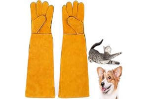 Graxury 60 cm Bissfeste Handschuhe für den Umgang mit Tieren - Anti-Biss Arbeitshandschuhe zum Pflegen, Schweißen, Umgang mit Hund/Eidechse/Katze/Vogel/Schlange/Schildkröten (Orange)