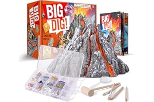 Eggbox Vulkan Edelsteine Ausgrabungsset für Kinder - 12 Echte Mineralien inkl Pyrit, Amethyst, Mit Hammer, Meißel, Lupe, Aufbewahrungsbox, Geologie Archäologi Spielzeug Geschenk für Kinder ab 6+ Jahre