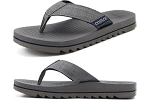 COFACE Men's Flip Flops With Arch Support Comfort Yoga Mat Orthopedic Thong Sandals for Man 2025 Leather Beach Flip-Flop Non-Slip