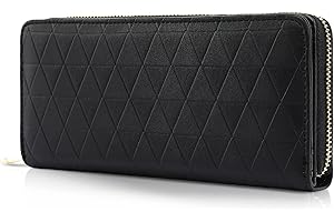 TAN.TOMI TANTOMI Geldbörse Damen groß im Langformat, Geldbeutel mit Exklusiven Prägungen auf Synthetisches Leder, Portemonnaie mit RFID, und mit Reißverschluss Druckknopf und vielen Fächern.