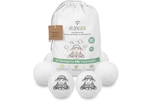 ‎HELDENGRÜN Heldengrün® Öko Trocknerbälle XXL [HOHE FILZDICHTE] - Neuseeland Schafwolle - Natürliche Trocknerbälle für Wäschetrockner- Trocknerball für Dauenjacke