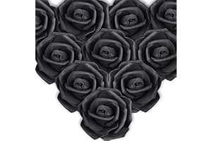 MEJOSER 50pcs Flores Rosas Artificiales en Espuma Cabezas de Rosa 7cm Rosas Falsas Decoración Boda Mesa Fiesta San Valentín Hogar Manualidades Oso Color Negro