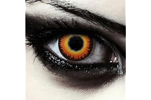 DESIGNLENSES, Dos lentillas de color naranja para Halloween hombre-lobo disfraz, 1 par/2 pzs, sin graduación + caso de lente „Orange Werewolf"