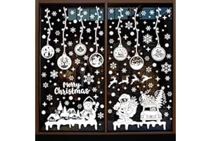 YIHELU Autocollants Fenêtre Noël, Decoration Autocollant Noel Fenetre Electrostatique PVC Deco Noel pour Porte Vitrine Verre