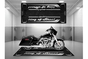 wibeart MPM Motorradmatte für Special King of Street. Waschbare, rutschfeste, öl- und wasserfeste Parkmatte für Garage, Ausstellungsra | Lebendiges Schwarz - Größe 1 : 86.6 x 39.4/220 x 100 cm