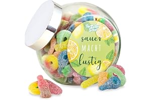‎DER ZUCKERBÄCKER Süßigkeiten sauer im Naschglas – saure Süßigkeiten-Mischung im hochwertigen Geschenk-Glas, 1000 g