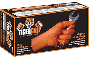 EPPCO Kunzer Nitril-Einweghandschuhe Orange Tiger Grip Größe XL (Dispenser mit 90 Stück)