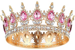 PEOVLVN Gold Crown for Women, Queen Crown Rhinestone Wedding Crowns and Tiaras for Women Crystal Birthday Crown Headband for Bride Hair Accessories Princess Party Celebration