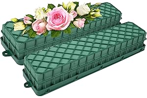 GDECORA Pack de 2 Espumas Florales Naturales para Arreglos Florales, Esponja 47x11x8 CM Para Flor Cortada con Base y Rejilla - Herramienta Esencial para Arreglos Florales, Bodas, Cumpleaños, Casa, Oficina