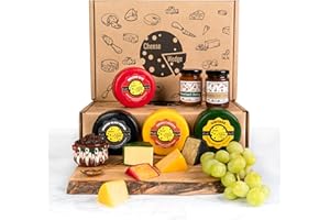 THE CHEESE WEDGE CO. Premium Gift Set | Cheese & Chutney Gift Box | 4 Luxury Truckle Cheese Selection & 2 Artisan Chutneys