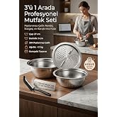 Transformacion 3'&uuml; 1 Arada Profesyonel Mutfak Seti - Paslanmaz &Ccedil;elik Rende, S&uuml;zge&ccedil; ve Karıştırma Kabı (27 cm) 723296