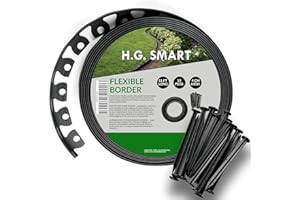 H.G. SMART H.G.SMART Lawn Edging Flexible Garden Edging 22 ft with 30 Super Strong Securing Pegs Anchors Landscape Grass Border