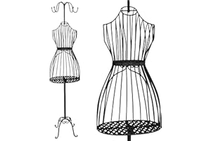 PrimoLiving maniquí de modista de Metal Cleo en Negro con Perchas y Espacio de Almacenamiento - maniquí de época - Ideal como maniquí de señora o Perchero - P-14141