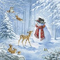 20 tovaglioli Natale città invernale nella neve come decorazione da tavolo. Tovaglioli di carta con motivo. Anche per decoupage e decoupage 33 x 33 cm