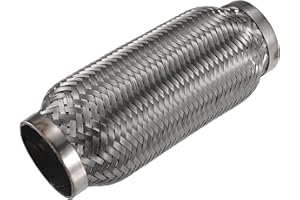 X AUTOHAUX 60x200mm Universal Car Exhaust Flexible Pipe Tubing Stainless Steel