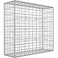 SONGMICS Gabion Basket, Metal Gabion Cage with 5 x 10 cm Mesh for Stones, Galvanised, Garden Decor Wall Partition, 100 x 90 x 30 cm, Silver GGB193