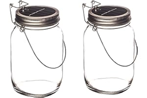 Trendario - 2x LED Solarlampen im Einmachglas, Solarlaterne als perfekte Gartenleuchte - Solar Sun Jar, Sonnen Hängeleuchte aus Glas - Solarglas mit extra langer Leuchtdauer