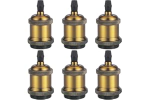 Frogetu E27 Vintage Lampenfassung mit Keramik Docht Zubehör, 6 Stücke Glühbirnen Fassung, Aluminium & Keramik Lampenhalter, Vintage Edison Lampenfassung für Deckenleuchten & DIY-Wandleuchte